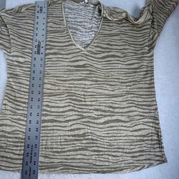 Yaya Womens Army Green Design Loose-Fit V-Neck Linen Top Large Lightweight New - Picture 8 of 8